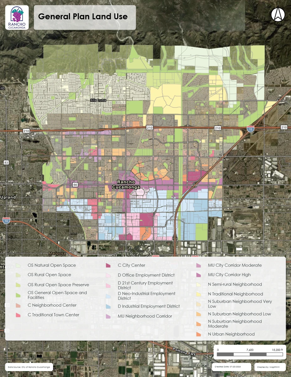 Simple portrait project exhibit with aerial imagery, highlighted site, title, legend, north arrow, and scale bar